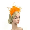 thumbnail image 2 of Hontri Headbands for Women Vintage Colorful Burlesque Headpiece Flapper Ostrich Feather Fancy Headband Headband Orange, 2 of 5