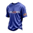 thumbnail image 2 of JESUS SAVES 1776-2026 Patriotic T-Shirt for Men - Vintage Washed Crew Neck Short Sleeve Tee - Independence Day 250th Anniversary Graphic Shirt Blue XXXXL, 2 of 4