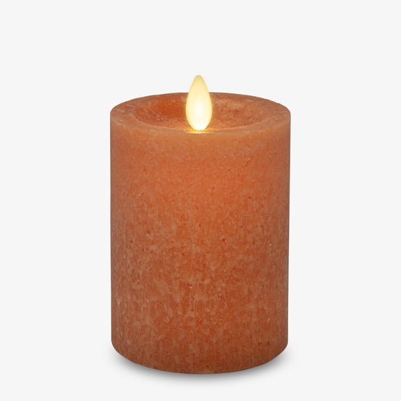 Pre-Owned Luminara Harvest Pumpkin Seaglass Flameless Candle Moving Flame Pillar, Unscented Real Wax with Recessed Edge, Timer, Battery Operated LED Candle Lights (3" x 4.5")