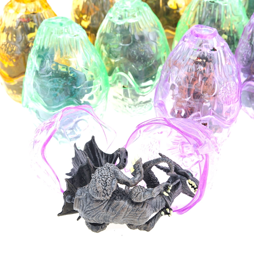 Prehistoric Past Dragon Figurine Puzzles in Hatching Jurrasic Eggs - 12 Eggs Per Pack - Multicolor