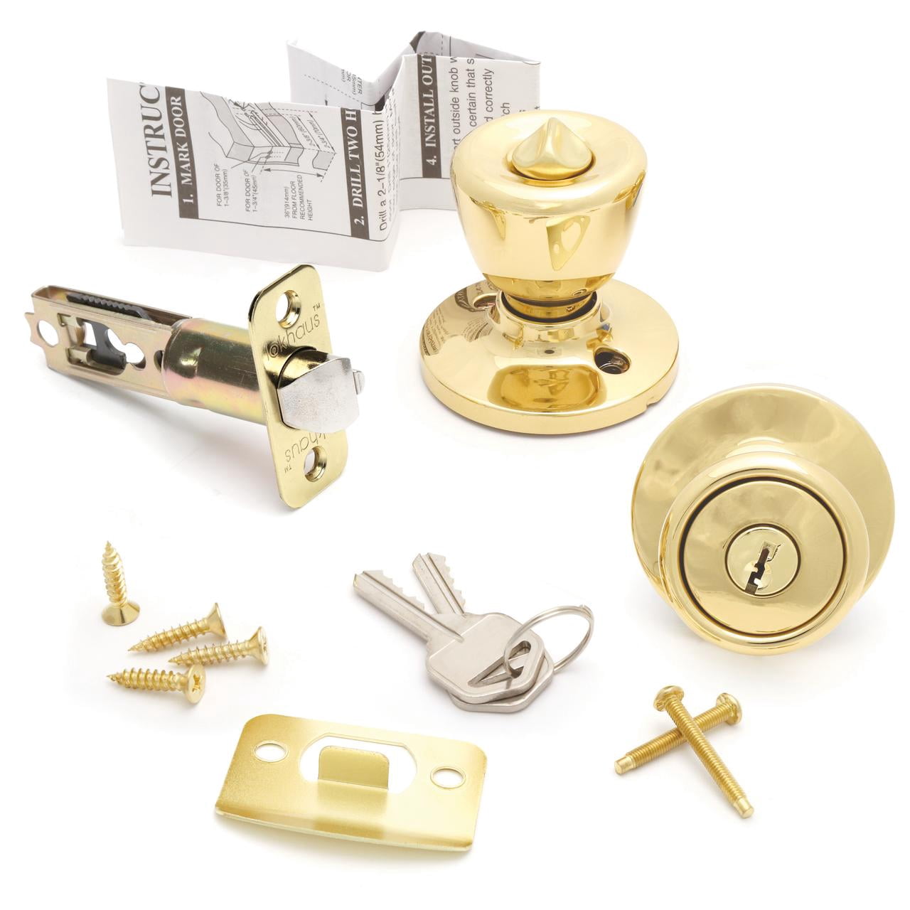 Lokhaus Keyed Entry Tulip Doorknob Polished Brass 2 Count
