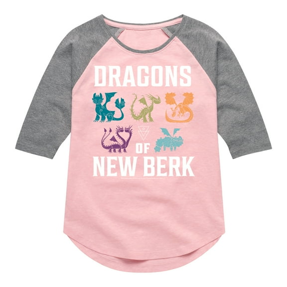 How to Train Your Dragon - Dragons Of New Berk - Toddler And Youth Girls Raglan Graphic T-Shirt