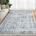 thumbnail image 5 of Volkmi Vintage Washable Area Rug – 5x7ft Blue, Non-Slip Low Pile Distressed Oriental Floral Carpet for Living Room, Bedroom, Kitchen,Soft Thin Mat – USA Specification, 5 of 8