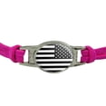 thumbnail image 2 of Subdued Reverse American USA Flag Black White Military Tactical Novelty Suede Leather Metal Bracelet, 2 of 3