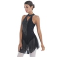 thumbnail image 3 of Yeahdor Womens V Neck Backless Rhinestone Dance Dress Figure Skating Skirted Leotard Gymnastics Ballerina Costume Black S, 3 of 7