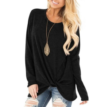 Women Autumn Long Sleeve Solid Casual T shirt Ladies O Neck Loose Tops Blouse