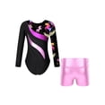 thumbnail image 2 of Sholeno Kids Girls Long Sleeve Dance Biketards with Shorts for Ballet Tumbling Gymnastics Dancewear Pink 12, 2 of 7