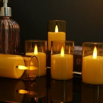 Flameless LED Candles with Timer 6 Pc Flickering Flameless Candles for Romantic Ambiance and Home Decoration Stable Acrylic Shell，Battery Operated Candles（Gold）