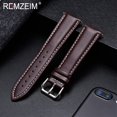 thumbnail image 1 of Correa de reloj de piel de becerro REMZEIM, correa de reloj de Material suave, correa de muñeca de 18mm, 20mm, 22mm, 24mm con hebilla plateada de acero inoxidable Tan Jianjun unisex, 1 of 2