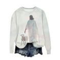 thumbnail image 4 of Christmas Long Sleeve Pullover Shirts for Women Graphic Jesus Printed Round Neck Sweatshirt Loose Holiday Tops (M, White 02), 4 of 5
