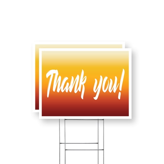 Thank You Yard Sign 2 Pack of 12 Inch x 16 Inch Double Sided Weatherproof Heavy-Duty Plastic with Stake | Customer Appreciation, Clear Messaging, Professional Display | Made in USA