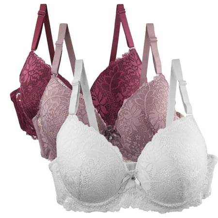 Summer Savings Clearance 2025! Womens 3 Pack Everyday Bras  Wireless Seamless Bras for Women Deep V No Underwire Push Up Bras Supportive Full Coverage Bralettes Plunge T Shirt Bra S-4XL
