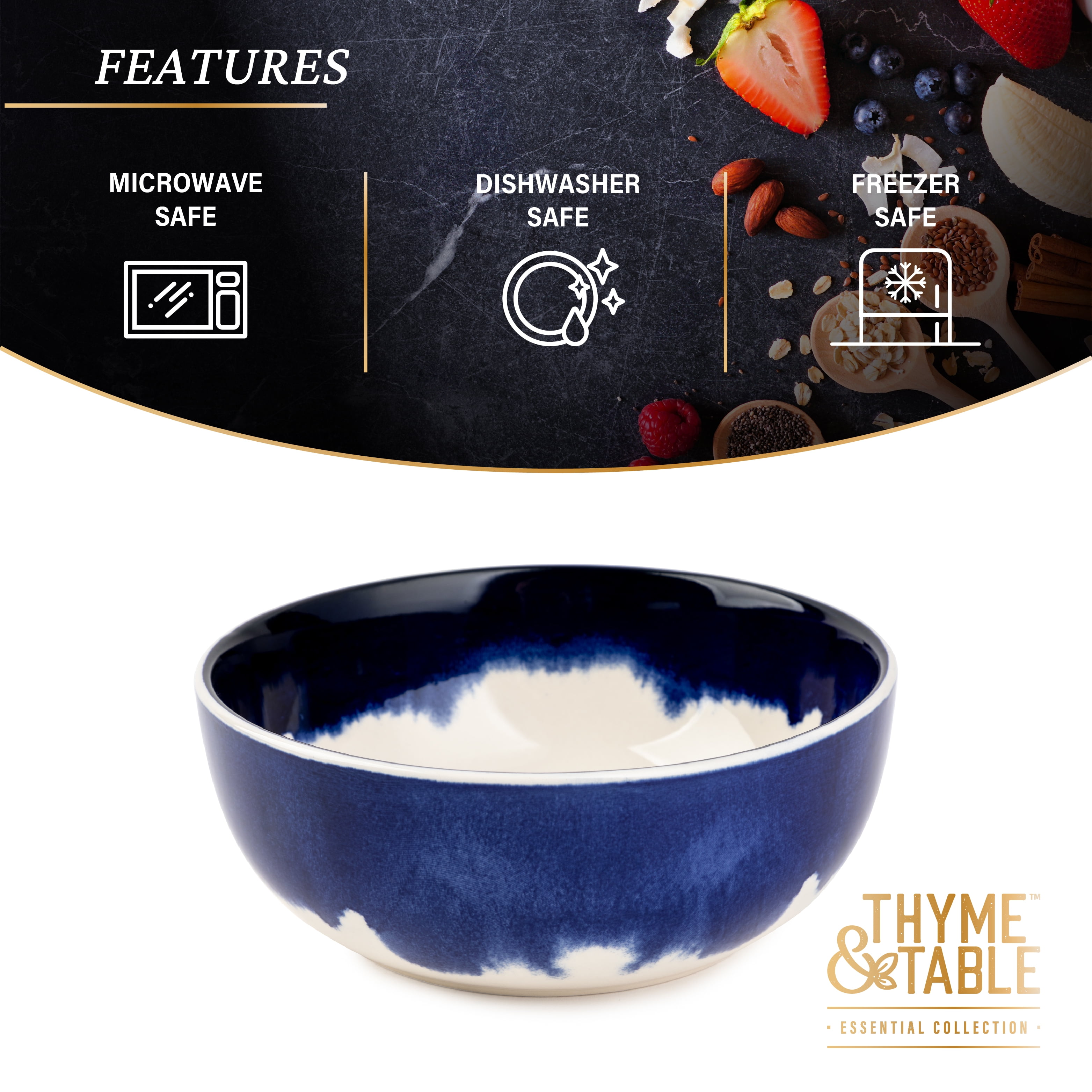 Thyme & Table Blue Drip Stoneware Cereal Round Bowl