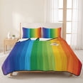 thumbnail image 3 of Twin XL Quilt Set 68''x98'', Colorful Striped Ombre Lightweight Bedspread Coverlet Set with 2 Pillow Shams, Rainbow Stripes Modern Abstract Art Breathable All Season Quilt Bedding for Dorm/Guest Room, 3 of 9