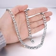 thumbnail image 3 of PROSTEEL Stainless Steel Figaro Chain Necklace 7.5mm 28 Inches Silver Birthday Valentines Day Jewelry Gift for Men Women Adults Age, 3 of 7