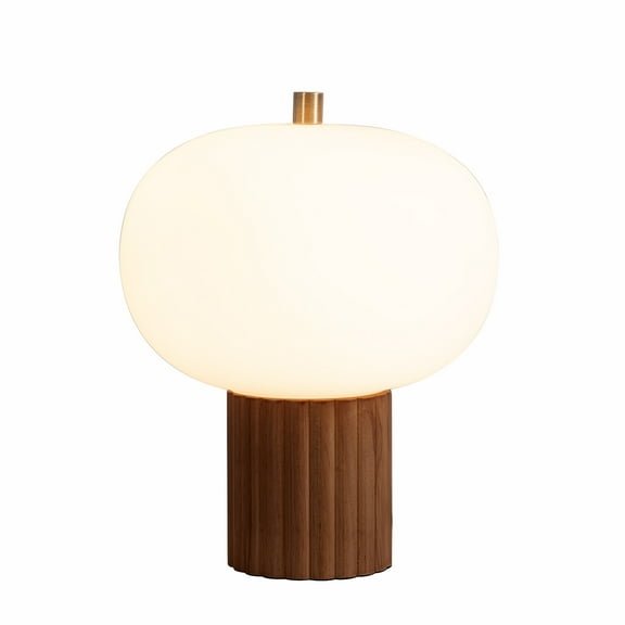Tambo Accent Table Lamp - Dark Walnut Wood Finish Weathered Brass