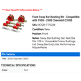 thumbnail image 2 of Front Sway Bar Bushing Kit - Compatible with 1988 - 2000 Chevy C3500 1989 1990 1991 1992 1993 1994 1995 1996 1997 1998 1999, 2 of 2