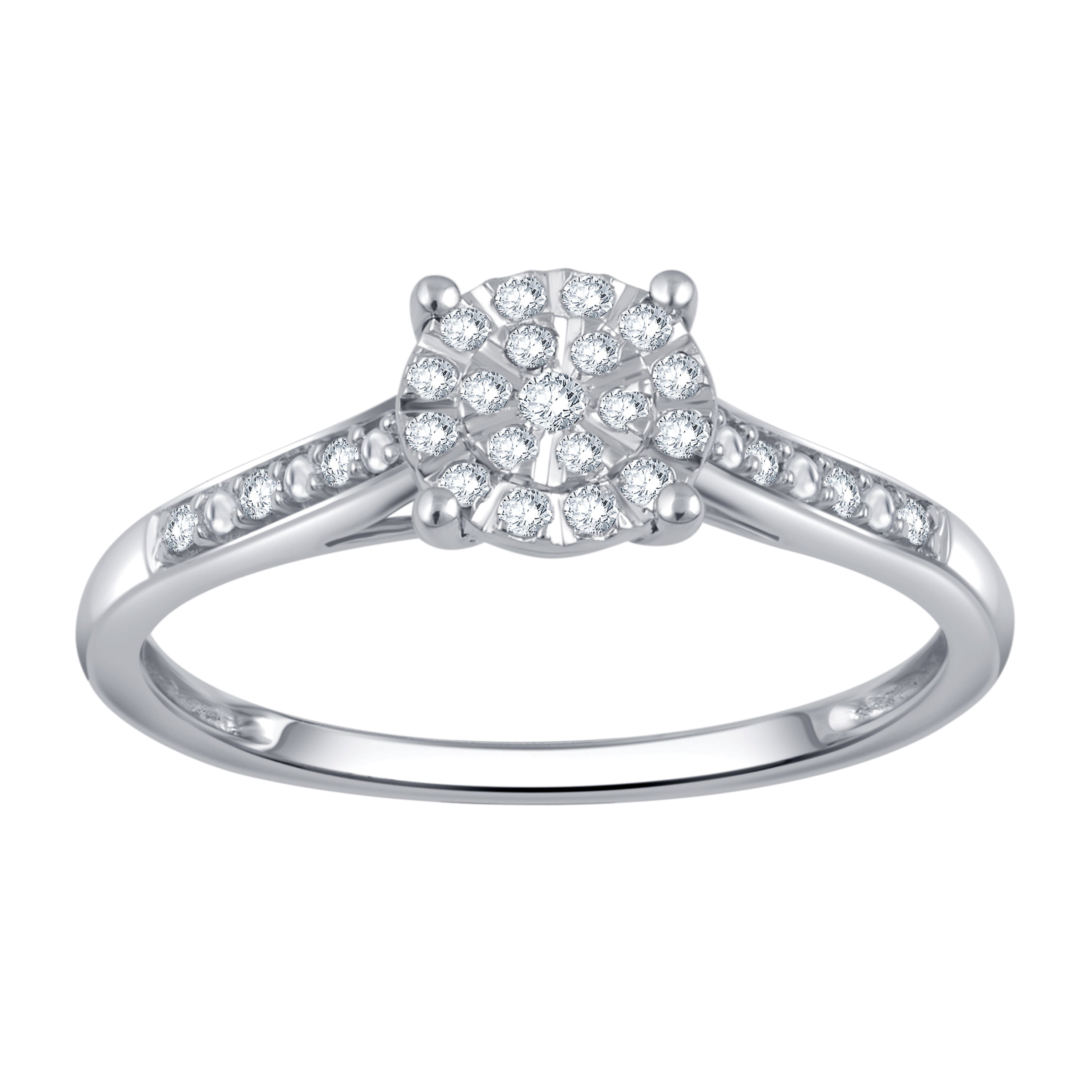 Brilliance 1/5 Ct Round White Diamond Miracle Plate Composite Bridal Set in Sterling Silver (I-J, I2-I3)