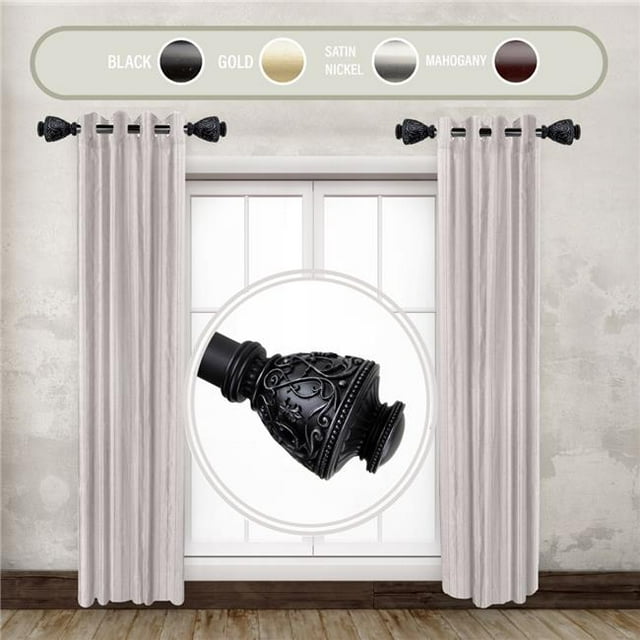 Central Design SIDE100-09-2 Tringle à Rideaux Latérale Ron de 1 Po pour Rideaux de 12 à 20 Po, Noir - Ensemble de 2