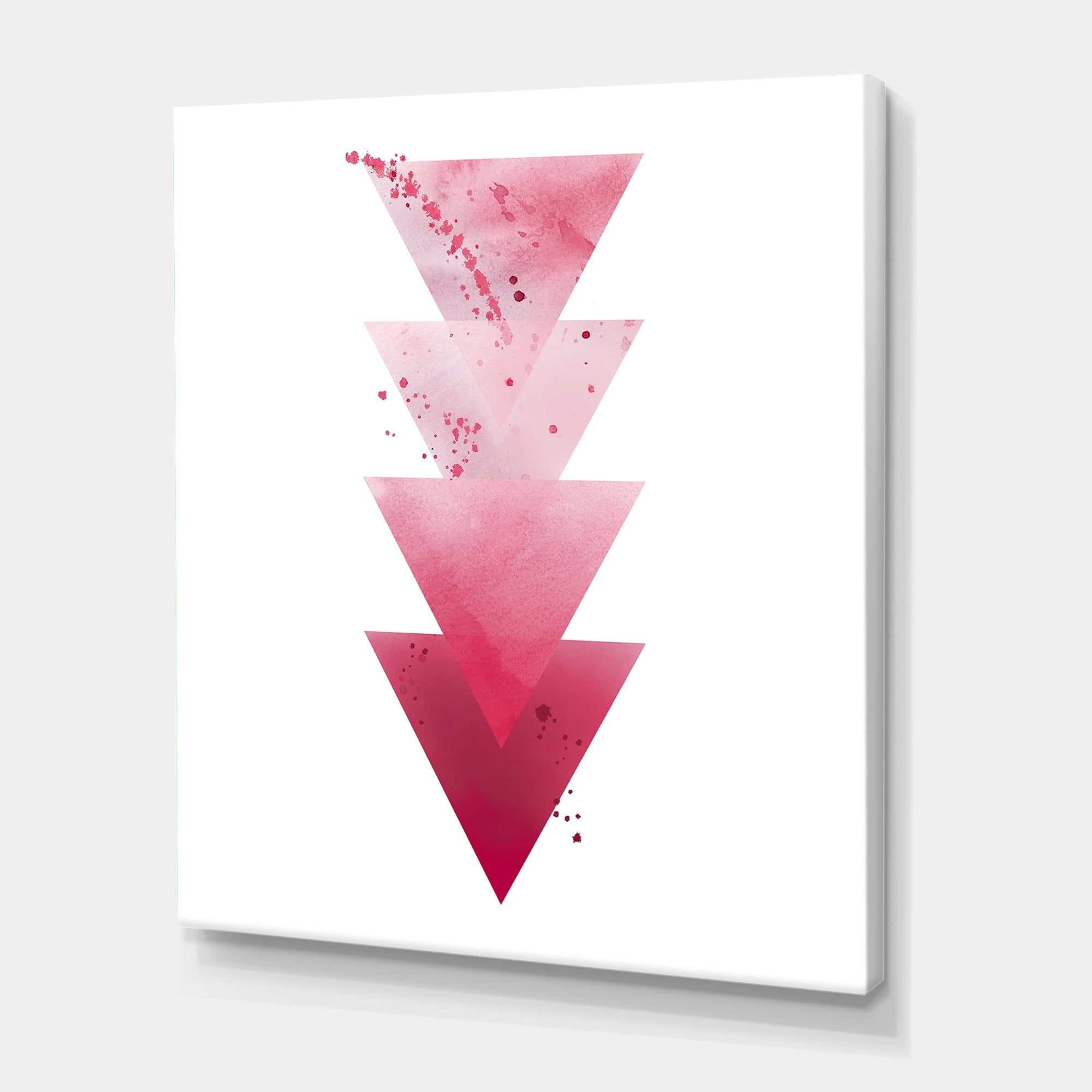 Abstract Geometric Art Red Triangles Composition 16 in x 32 in Painting Canvas Art Print, by Designart