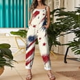 thumbnail image 4 of Iaqnaocc 4th of July Women's Jumpsuits Patriotic American Flag Stars Striped Sleeveless Jumpers Freedom Adjustable Strap Overalls Jumpsuits Baggy Cotton Linen Overalls Sky Blue 2XL, 4 of 4