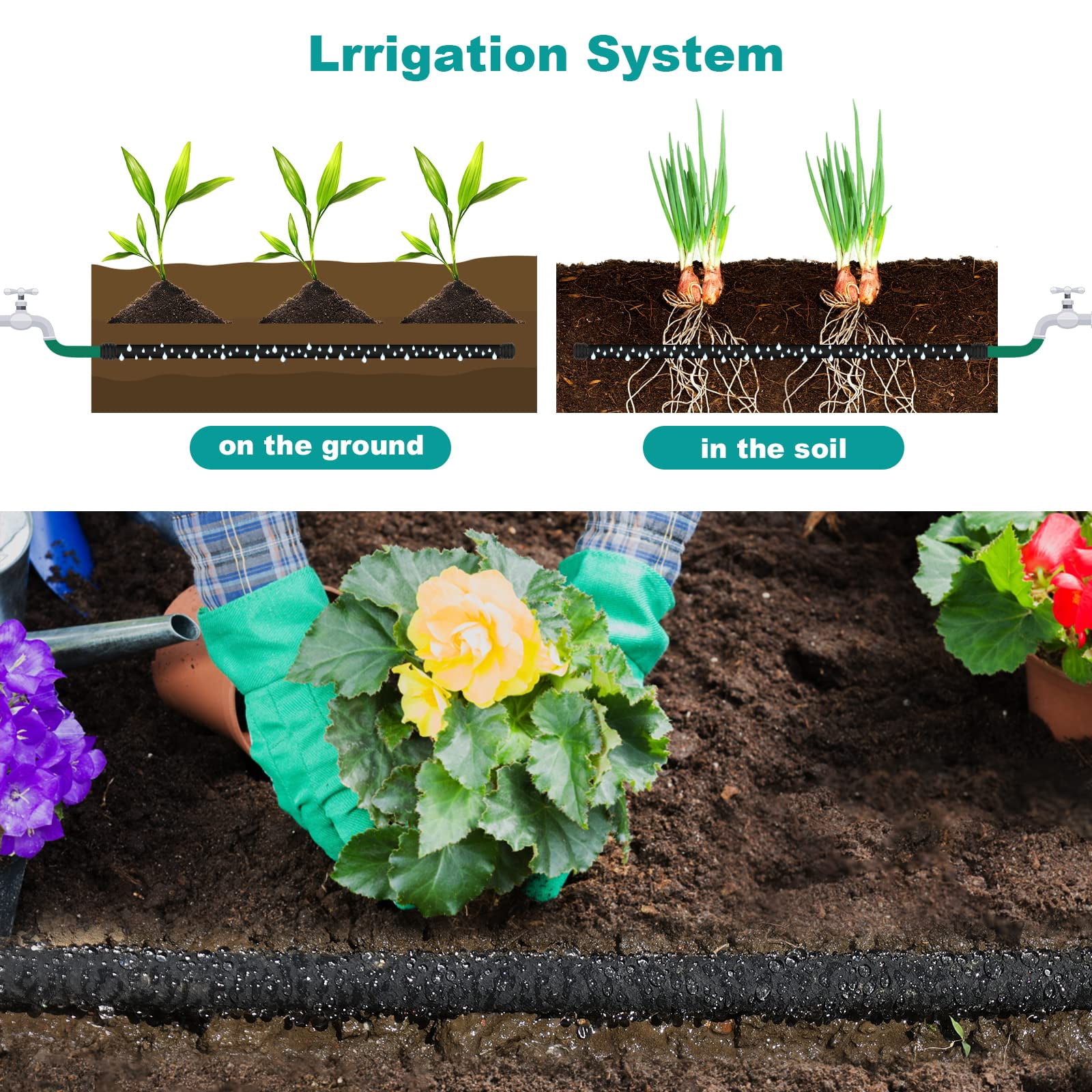 25 Ft Soaker Hose 1/2" Heavy Duty Garden To Save 70% Water Drip Irrigation Kit For Lawn/yard Landscaping Beds