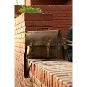 Leather Messenger Bag for Men, Laptop Briefcase Shoulder Business Satchel Vintage Canvas Travel Work Bag by Rustic Town