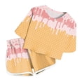 thumbnail image 2 of CUZIBR Girls Outfits Sets Kids Ice Cream All Over Print Outfit Crew Neck Short Sleeve Tee Matching Shorts 2 Pieces Summer Daily Activities,Light Pink,11-12 Years, 2 of 4