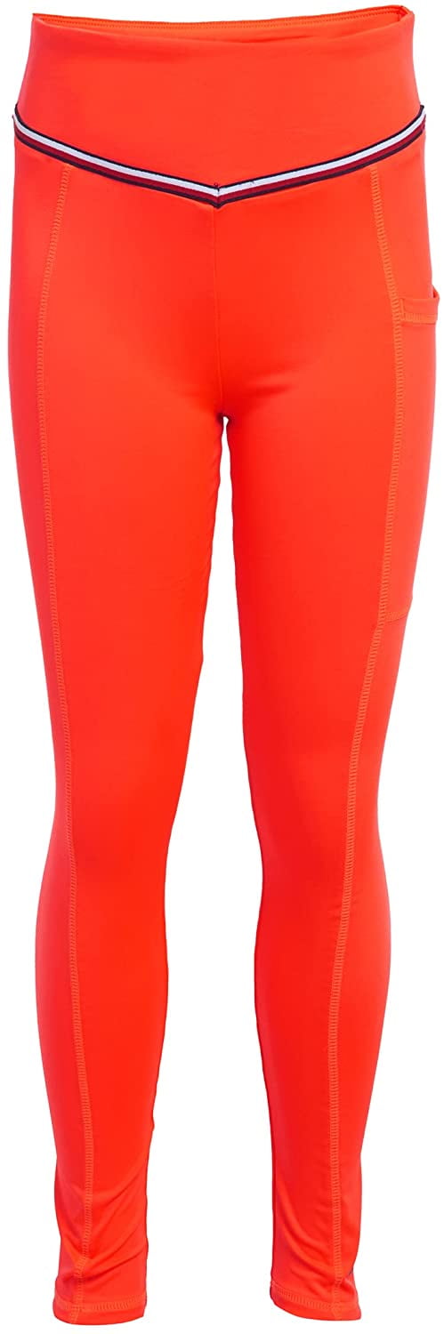 Tommy Hilfiger Girls Sport Legging, Stretchy, Lightweight Medium Sport  Pocket Fiery Coral 