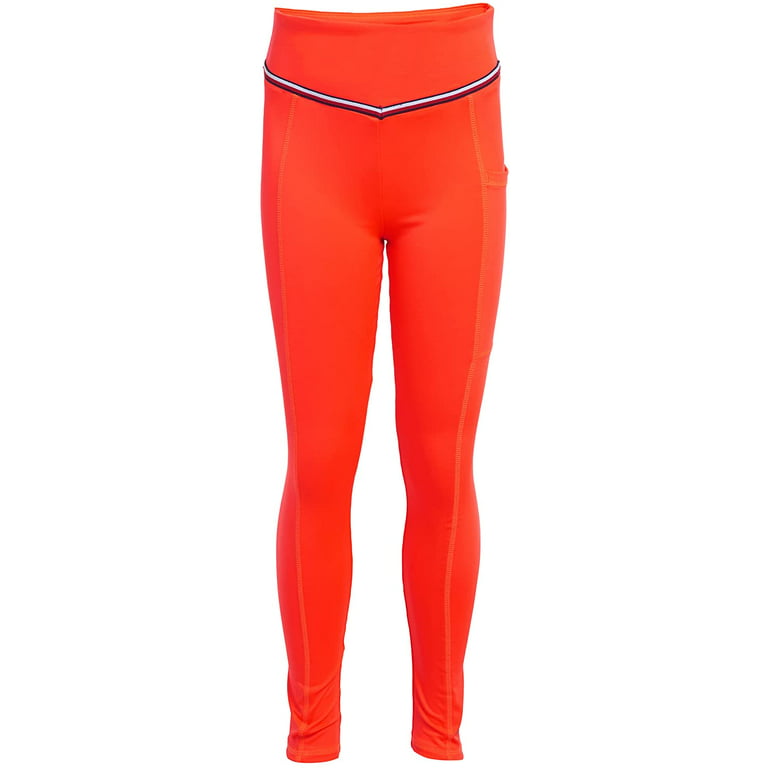 Tommy Hilfiger Girls Sport Legging, Stretchy, Lightweight Medium Sport  Pocket Fiery Coral 