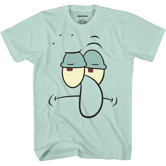 Mens Spongebob Squarepants Classic Shirt - Spongebob, Patrick, Squidward & Mr Krab Big Face T-Shirt Mint, Medium