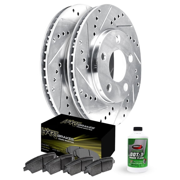 Hart Brakes Front Brakes and Rotors Kit |Front Brake Pads| Brake Rotors and Pads| Ceramic Brake Pads and Rotors |fits 2010-2017 Land Rover Range Rover Sport, 2013-2017 Land Rover Range Rover