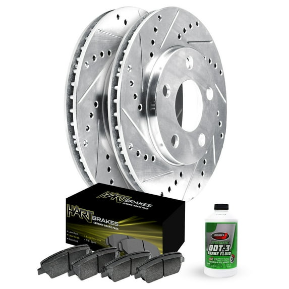 Hart Brakes Front Brakes and Rotors Kit |Front Brake Pads| Brake Rotors and Pads| Ceramic Brake Pads and Rotors |fits 2018-2020 Land Rover Discovery, Range Rover, Range Rover Sport