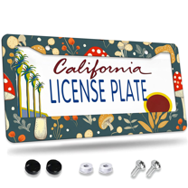 1 Pcs Mushrooms License Plate Frame, License Plate Cover for Car Decorative Parts, Aluminum License Plate Bracket Holder Rust-Proof Weather-Proof for US Standard Car
