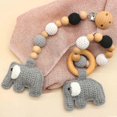 thumbnail image 5 of Pulsera de cuentas de madera para bebé, sonajero de ganchillo con forma de elefante, mordedor para bebés, chupete para lactancia, juguetes molares, 5 of 5