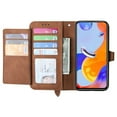 thumbnail image 2 of Zipper Wallet Cover For iPhone 15 brown Magnetic Leather Case, 2 of 3