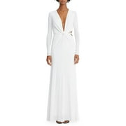 Halston Womens Plunging Cut Out Evening Dress