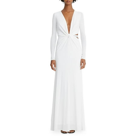 Halston Womens Plunging Cut Out Evening Dress