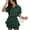 Dark Green, variant on Women's Button Down Romper Shorts, Short Sleeve Collared Shirt Romper with Pockets, Casual Elastic Waist Ruffle Hem Jumpsuit for Women