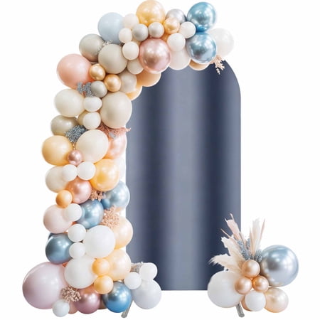 Navy Blue Ombre Arch Backdrop Cover 5Ft, Wedding Arch Covers Stretchy Backdrop, Modern Abstract Art Farmhouse Gradient Fitted 2 Sided Arched Photo Background for Birthday Party Decorations