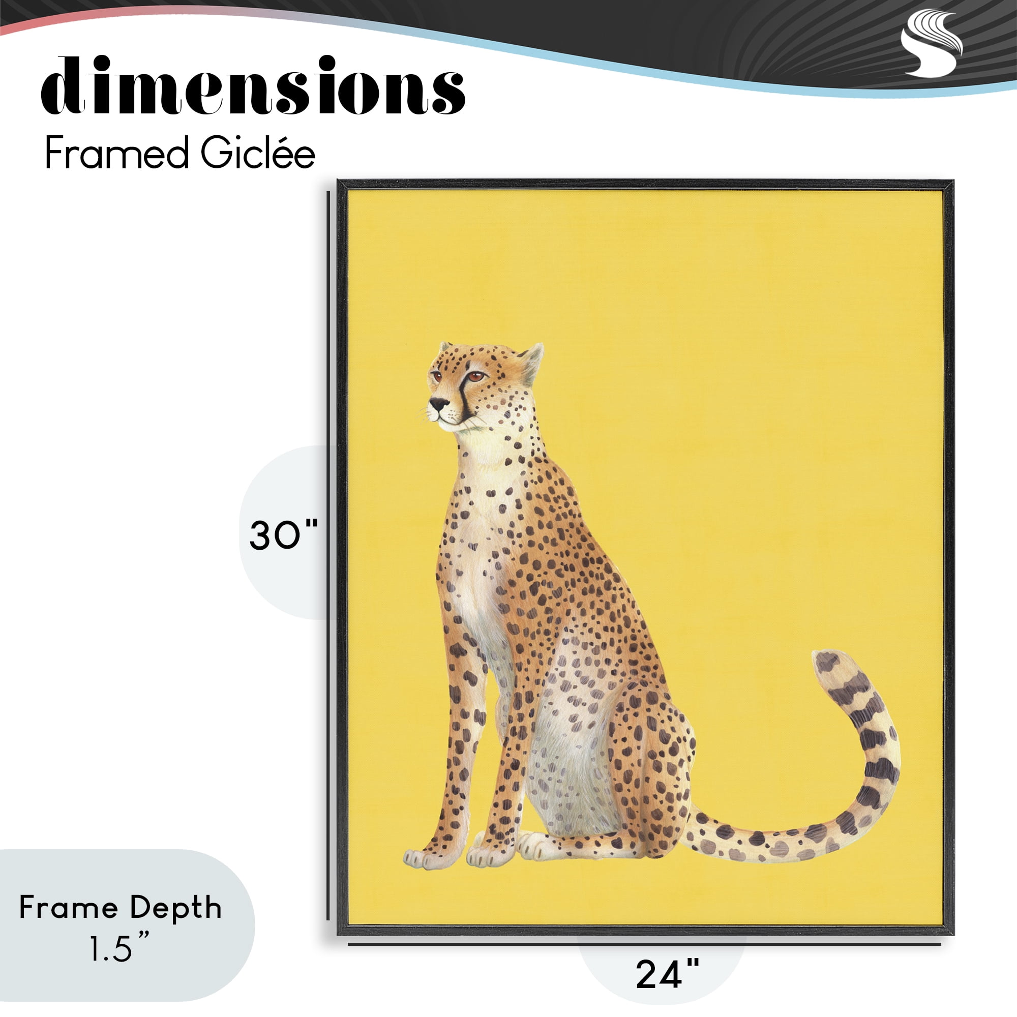 Stupell Industries Cheetah on Vibrant Yellow Black Framed Giclee Art, design by Karolina Sato