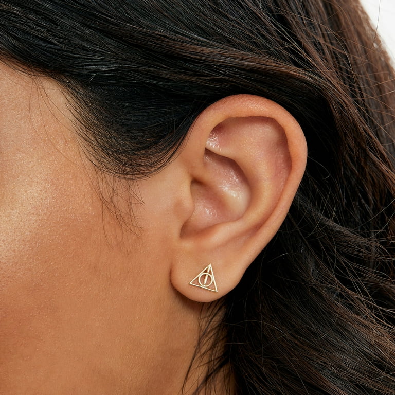 Harry Potter Women s 14K Gold Deathly Hallows Stud Earrings