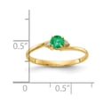 thumbnail image 2 of Solid 14k Yellow Gold 4mm Emerald Green May Gemstone VS Diamond Engagement Ring Size 6.5 (.016 cttw.), 2 of 3