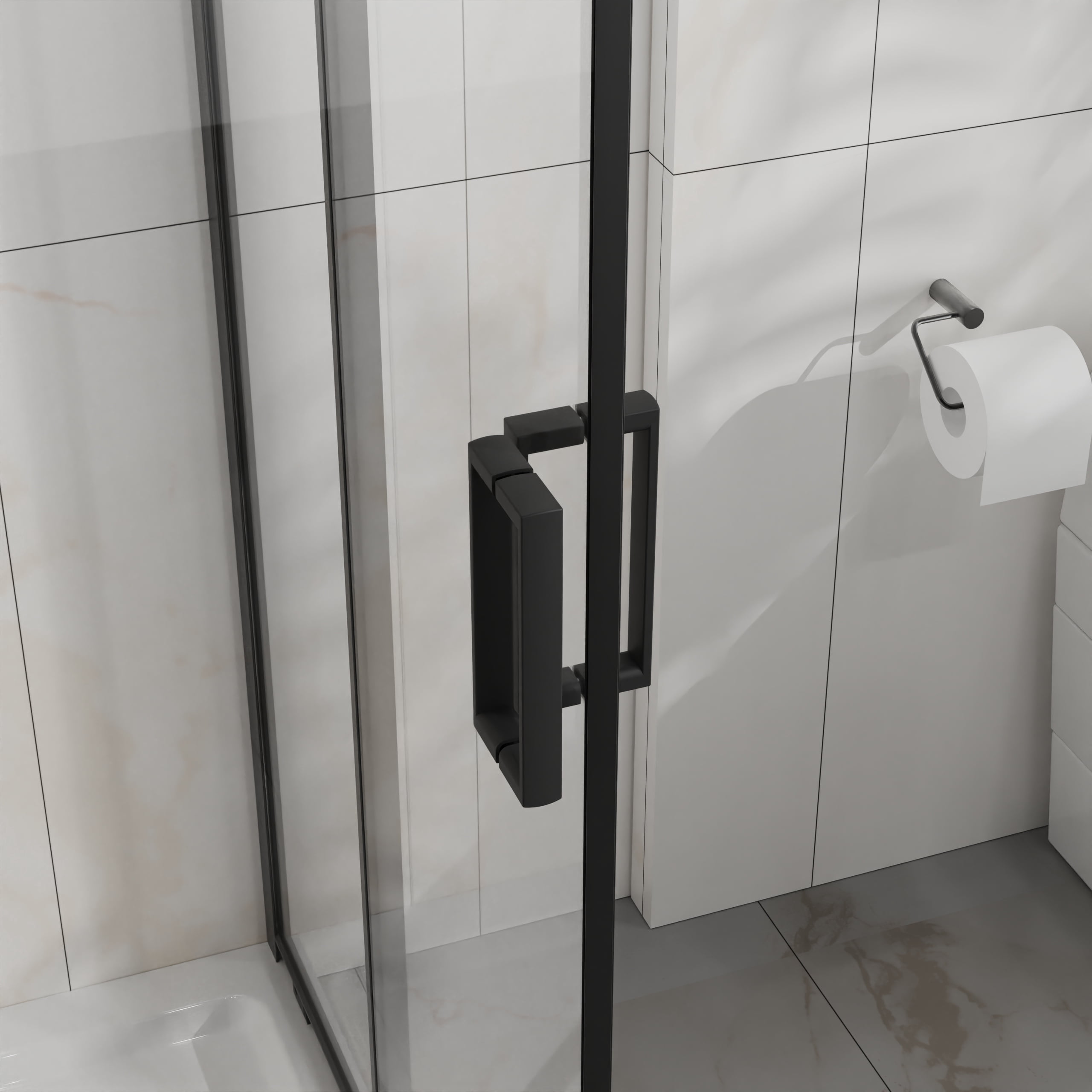 Corner Shower Door, Shower Enclosure with 1/5 in. Clear Tempered Glass Panels, Sliding Opening, 36 in.D x 36 in. W x 72 in. H
