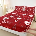 thumbnail image 3 of Homewish Cute Heart Loves Queen Sheet Sets,Romantic Valentine'S Day Flat Sheet,White Red Queen Fitted Sheet For Girls Kids,Breathable Home Decor,4 Pieces, 3 of 7