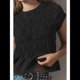 thumbnail image 5 of Camiseta de Mujer 2025, de Color Liso, Sencilla, con Diseño Plisado, Cuello Redondo y Mangas con Volantes. Negro L, 5 of 8