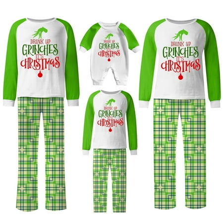 

2024 Christmas Grinch Family Matching Sleepwear Family Matching Pajamas Grinch-printed Fancy Dress Loungwear for Baby Kid Adults