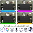 thumbnail image 6 of Smart Floating Dresser with Charging Station 6-Drawer White Dresser with ‌USB Outlets & Motion-Activated LED Lights‌ | Space-Saving Double Wide Cabinet with Storage Shelves for Bedroom, Hallway Black, 6 of 10