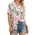 thumbnail image 4 of NFTOEIULA Women Hawaiian Floral Print Oversized Short Sleeve Shirt T-shirt, 4 of 7