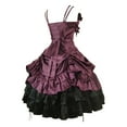 thumbnail image 3 of LEBONYARD Plus Size Dresses for Wedding Guest,Gothic Dress for Women Sale Clearance,Ladies Gothic Retro Halloween Short Sleeved Jumpsuit Court Dress Sleeveless V-neck Dress Wine M, 3 of 4